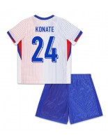 Frankrike Ibrahima Konate #24 Bortedraktsett Barn EM 2024 Korte ermer (+ bukser)